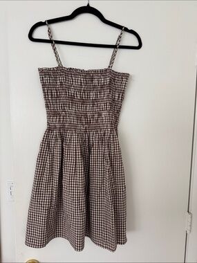 Elodie Brown Gingham Smocked Sundress